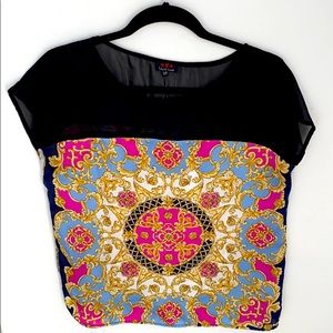 Jules & Leopold Floral Print Upper Mesh Top